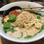 麺匠 喜楽々 - 濃厚担々麺：細麺（摺り胡麻掛け後アップ）