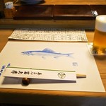 英ちゃん冨久鮓 - 敷紙は夏らしく「鮎」