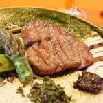 わらび野 - 仙台牛のとんびのステーキとアスパラ（2017/5）