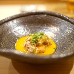 鮨 たかはし - 鯵なめろう　黄身醤油