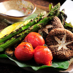 Assortment of five types of grilled vegetables