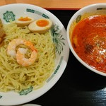 日高屋 - エビ辛とんこつつけ麺 590円