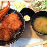 新潟カツ丼 タレカツ - カツと海老の合盛り丼セット