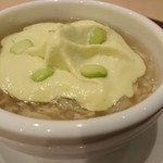 天廣堂 - フカヒレとキヌガサダケのスープ枝豆泡仕立て