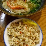 えびかきあげ450円+かしわ180円