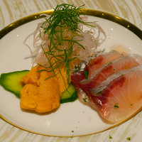 鉄板焼 石垣島きたうち牧場 銀座店 - カンパチ、海水ウニ
