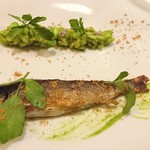 イル プレージョ - 「鮎のコンフィ　クレソン・枝豆・花穂紫蘇のリゾット」