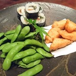 お通し（さつまあげ・海苔巻き・枝豆）