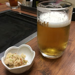 えびす - 生ビール＋本日のお通し（おから）