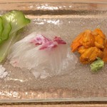 うを徳 - 茨城 搾菜 + 明石 鯛 + 利尻 馬糞雲丹