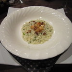 バカリ ダ ポルタ ポルテーゼ - 9種のハーブのリゾットと小えびのソテー