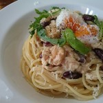 Habukicchinrozumarino - パスタ・スープ・前菜・ドリンクセット(980円) 赤いんげんと鶏ササミのみそクリーム ラジウム卵のせ