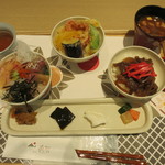 レストラン 萩暦 - 魚と肉と野菜のミニ３丼セット1,580円＋税