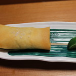 日本料理 きた川 - 揚げ物　松茸と鮎の春巻き