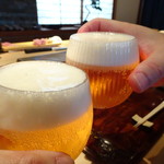 菊鮨 - まずはビール。
