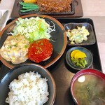 洋風料理 松家 - 2色ハンバーグ定食+チャイナ風トンカツ【料理】 