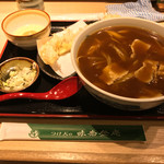 味奈登庵 - カレー南蛮そば大盛り＋穴子天ぷら＋玉子♡