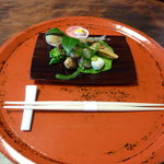 草喰 なかひがし - 八寸　朱塗りの風情ある盆が、イイ感じ