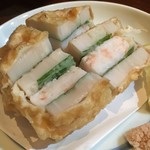 美味ひでき - 名物レンコンはさみ揚げ：エビミンチめちゃ美味いっす