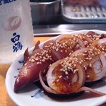 鮨処寿司大 - 子持ちの煮イカと冷酒「白鶴」