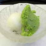 やま中・本店　鮨と日本料理　 - レモンシャーベットと抹茶アイス
