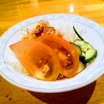 Guriru Hirose - Ｂランチ 870円 ポーク何とか トマトの冷製スープ サラダ パン アイスコーヒー