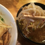 らーめん ふじもと - もりそば(醤油) さんま  平打ち麺・冷のもやしリフト〜(*^▽^*)❤️