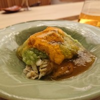 懐石料理 桝田 - 雲丹と蟹身、山芋とおくらのすり合わせと共に