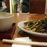 蔵元 豊祝 - 「空芯菜と豚炒め」250円。実山椒が効いてマス♪