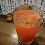 徳田酒店 御肉 - シチリア産ブラッドオレンジ酎ハイ