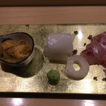 旬菜 おぐら家 - 塩水うに・あおりいか・紅葉鯛