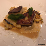 カーサ・デル・チーボ - マグレドキャナールのラビオリに焼き玉蜀黍とフォアグラ添えアーリオオーリオ
