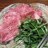 妙見石原荘 食菜石蔵 - 金山白葱と鹿児島牛すき焼き