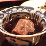 にくの匠 三芳 - つけダレ「稲庭うどん赤雲丹の和えつけ麺」