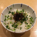 饗 くろ喜 - 煮干しそば専用 煮干し飯（200円） 2017.9