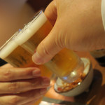 手打ち蕎麦 ほかげ - 瓶ビール 一番搾り 中瓶