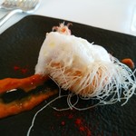 パプリカ風味の車海老のフライ