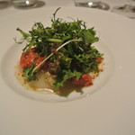 リストランテ カノフィーロ - 真鯛のカルパッチョ　ガスパチョのソースと焼きナス