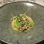 リストランテ カノフィーロ - サンマとフィノッキオ、緑トマトのソース　スパゲッティ