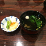 うなぎ 魚政 - お新香＆肝吸い