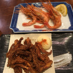 魚っ喰いの田 - ゲソ揚げと甘エビの唐揚げ