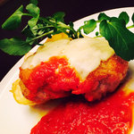 アンティカ・オステリア・ダル・ポンピエーレ - 牛フィレ肉のカツレツ  モッツァレラチーズのせ   サルサマリナーラ