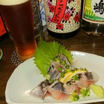 Nomikuiya Supaisu - 鯵の丸魚セット、鯵刺身のみ