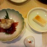 よし佳 - 鹿児島のかつお（山芋ユリの根のあんかけ）とゆば豆腐