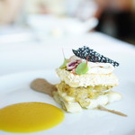 a 4 plats (￥5,108) 千葉県産 太刀魚のポワレ フヌイユのコンポートと槍烏賊のソテー レモンコンフィソース