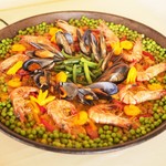 Special paella baked in a large pot