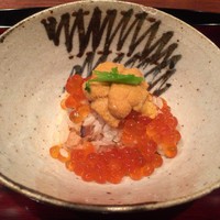 鉄板焼き いわ倉 - 穴子と椎茸のご飯にイクラとウニ