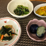 おうちカフェ ぼぬーる - 色々おかず 米沢特産の薄皮丸茄子の漬物。