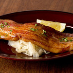 Thick-sliced grilled homemade bacon