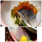 Karen - ◆秋刀魚のあえ物とカンパチのお刺身。 秋刀魚は脂ものり美味しい。